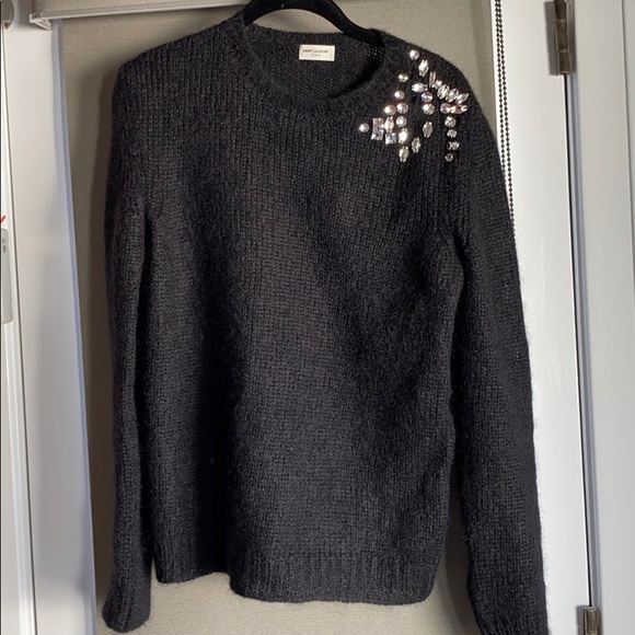 Saint Laurent black Crystal sweater XS